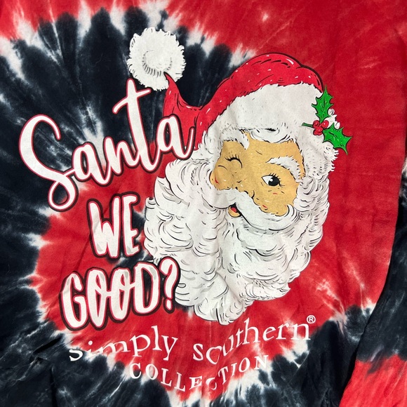 Simply Southern  Santa Long Sleeve Tee - Red and Black extra large XL - Picture 2 of 4
